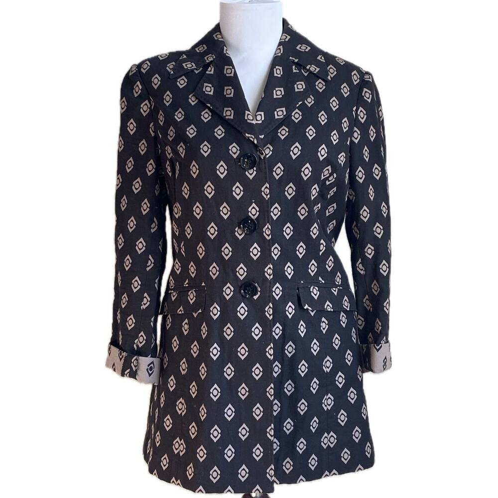 SIGRID OLSEN Moroccan Geometric Leaf Print Blazer Jacket Womens S Career‎ Work